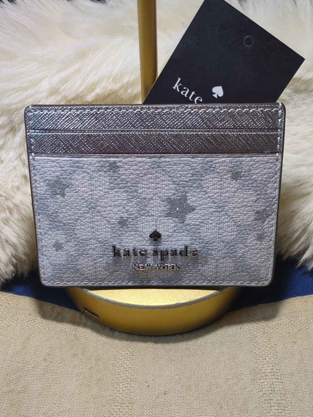 Kate Spade Silver Star Floral Spade Card     Holder NOW ONLY $75
